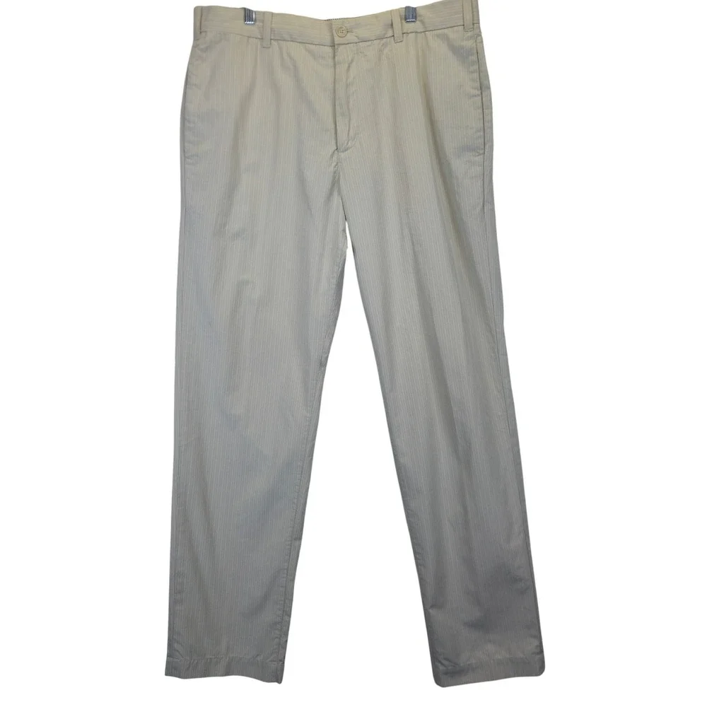 Banana Republic Mens Pin Stripe Flat Front Chino Pants 36X34‎ Khaki Preppy